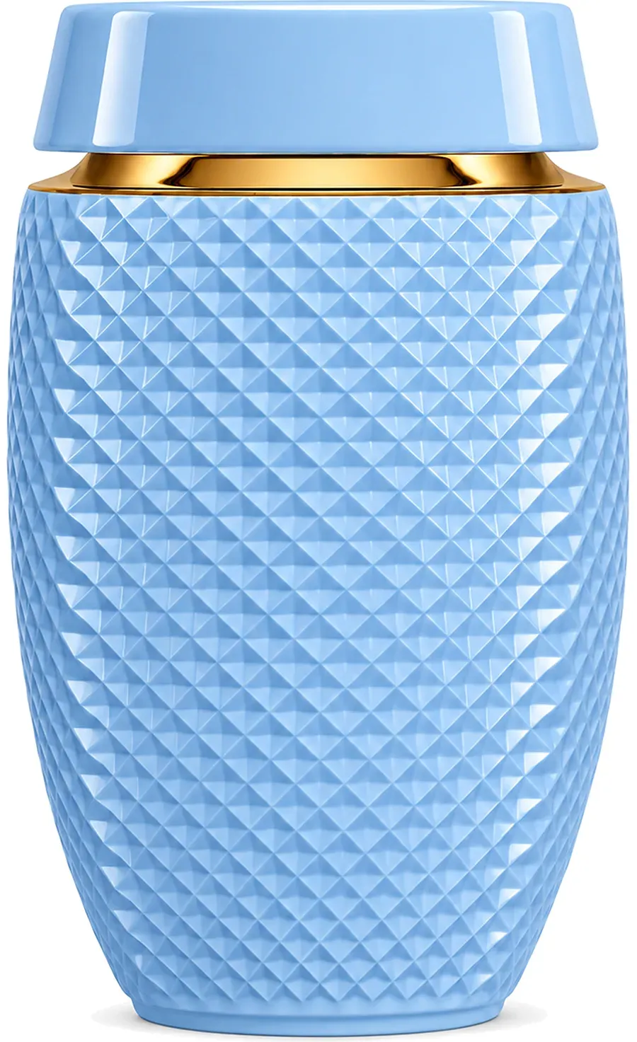 Altera w barwie Błękit, matowa porcelana z obwódką z 24-karatowego złota na ramieniu