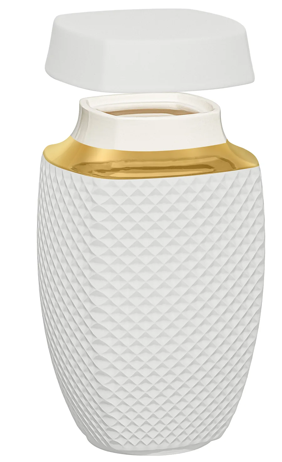 Altera z uniesionym wiekiem: porcelanowy kołnierz, złota obwódka i korpus