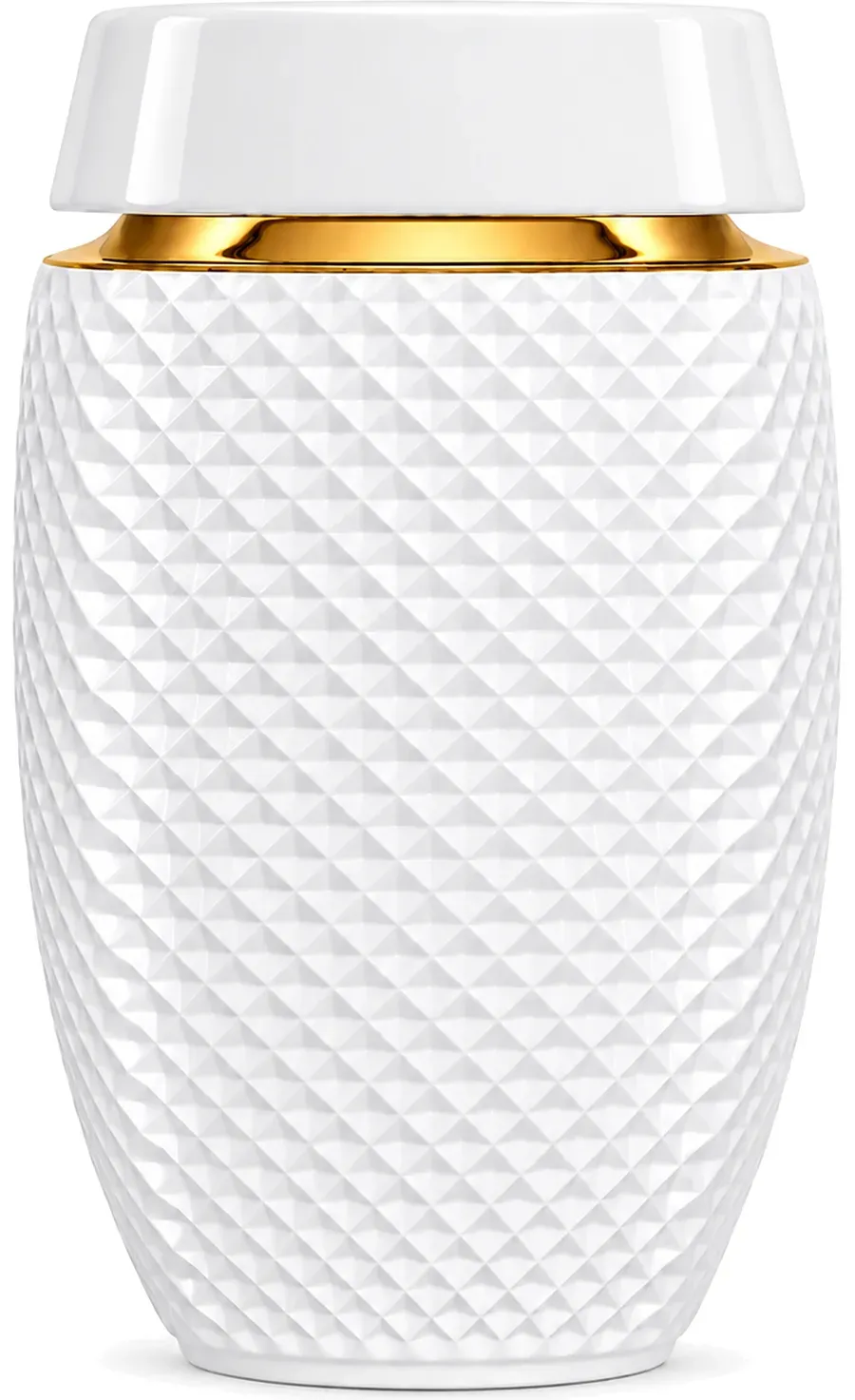 Altera w barwie Biel, matowa porcelana z obwódką z 24-karatowego złota na ramieniu