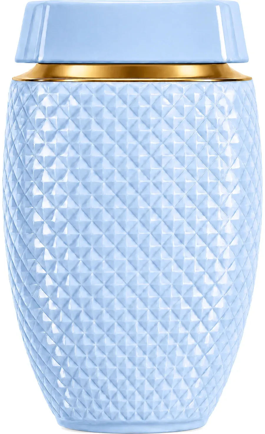 Eterna w barwie Błękit, matowa porcelana z obwódką z 24-karatowego złota na ramieniu