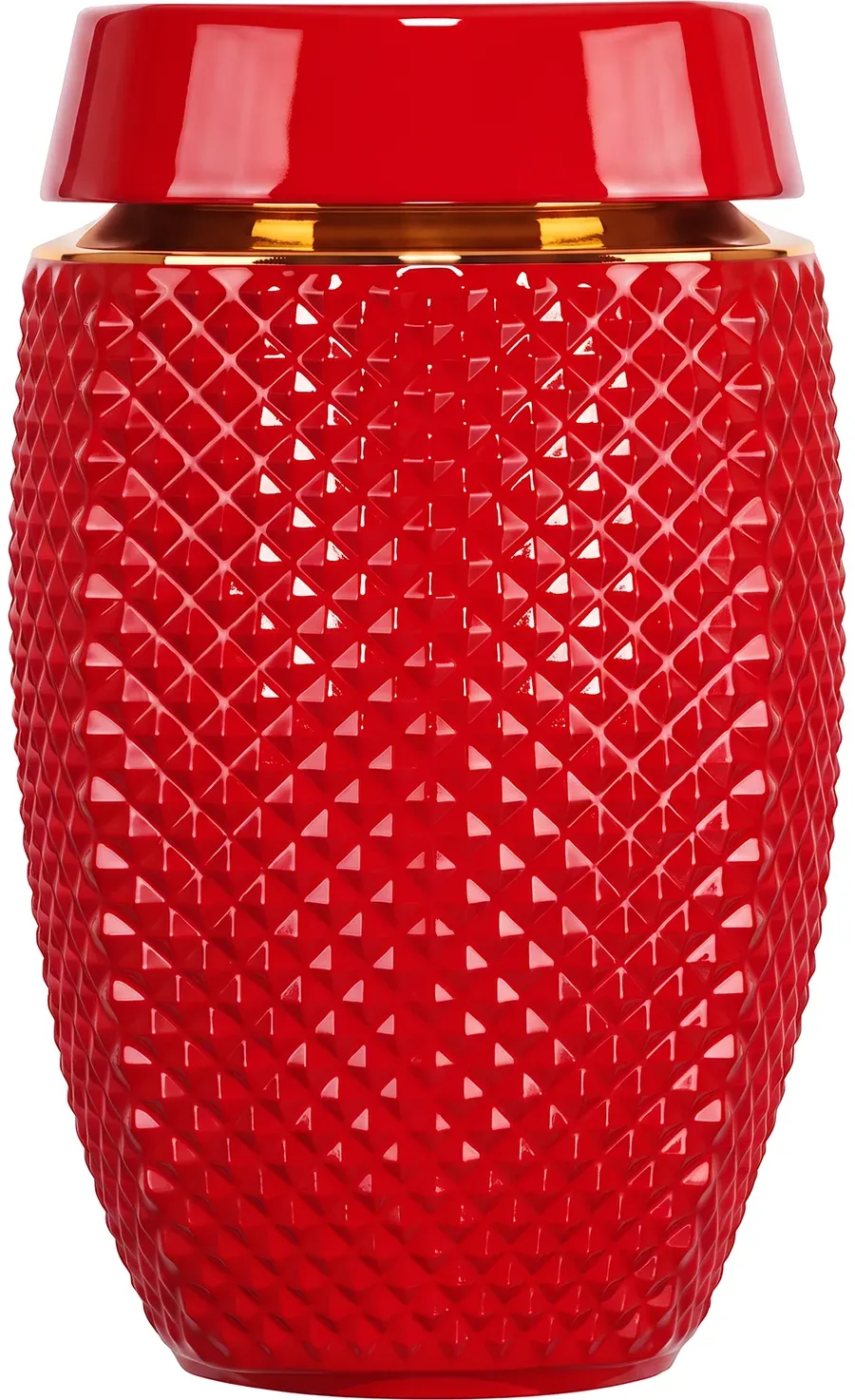 Eterna w barwie Czerwień, matowa porcelana z obwódką z 24-karatowego złota na ramieniu
