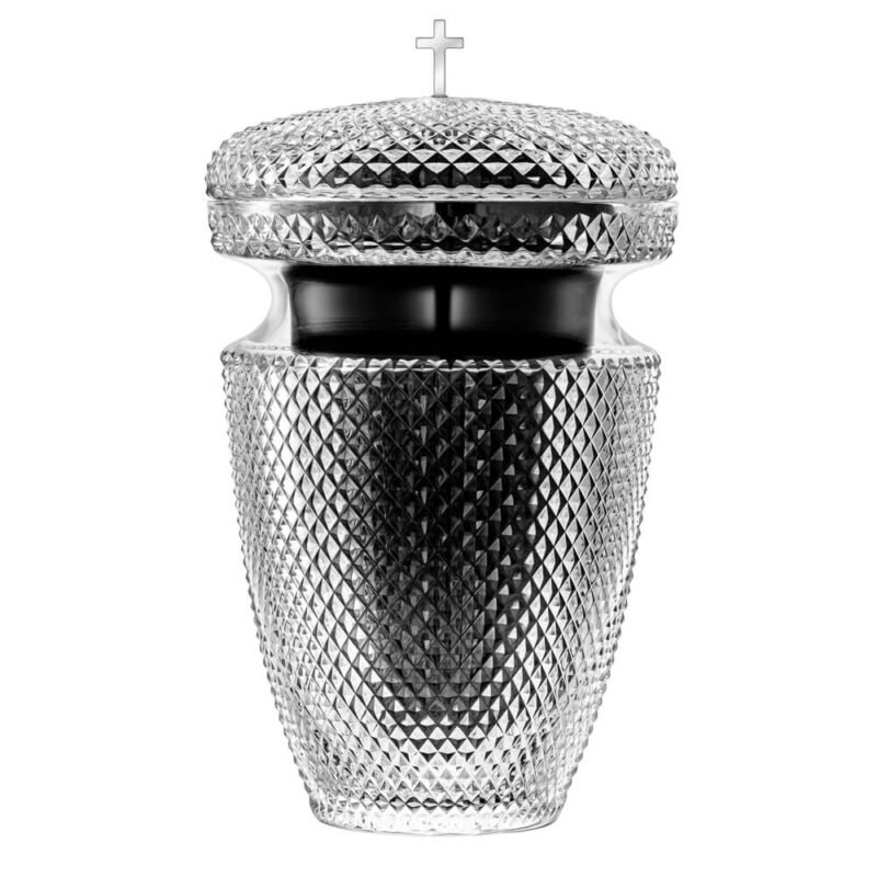 Gabriel Black Insert and Silver Cross Crystal Urn