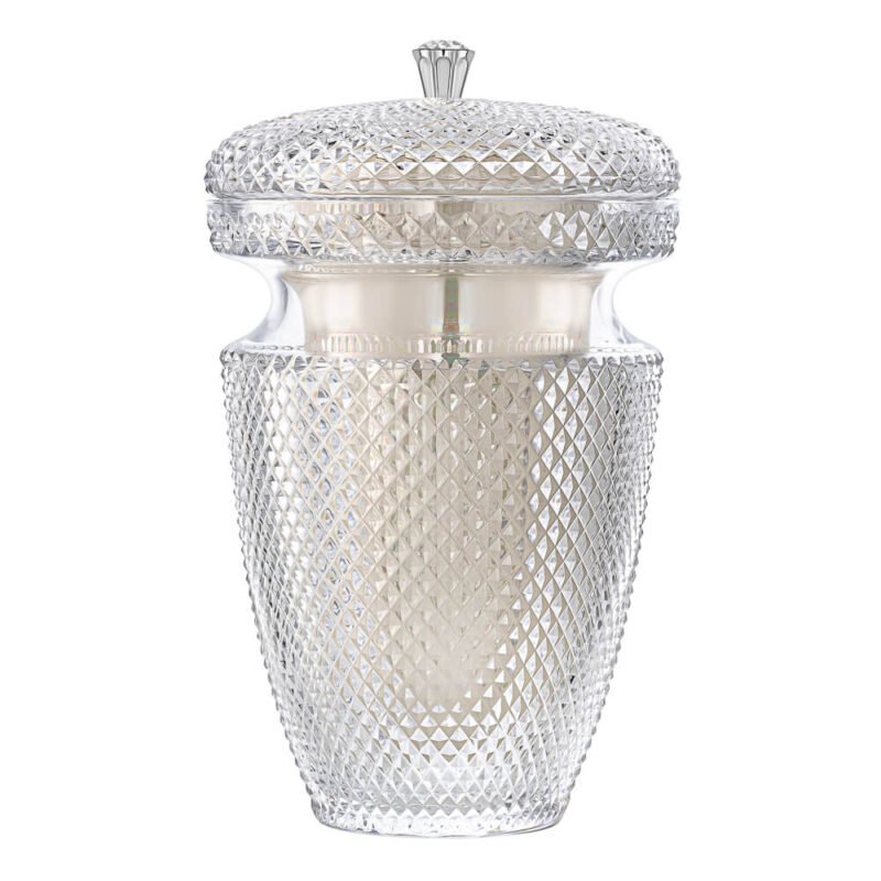 Gabriel White Liner and Silver Handle Crystal Urn