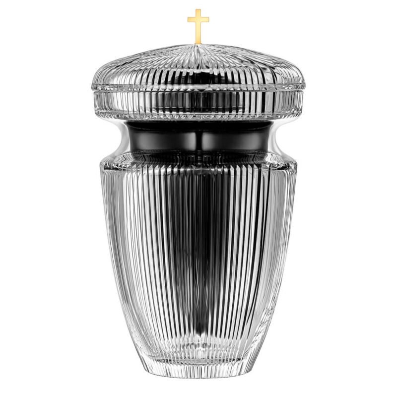 Sariel Black Inset and Golden Cross Crystal Urn