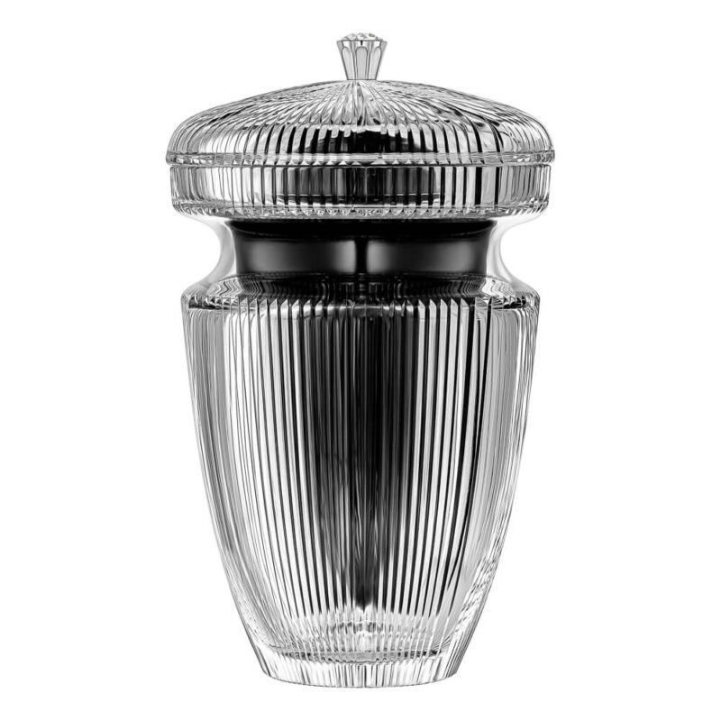Sariel Black Inset for Ashes and Silver Handle Crystal Urn