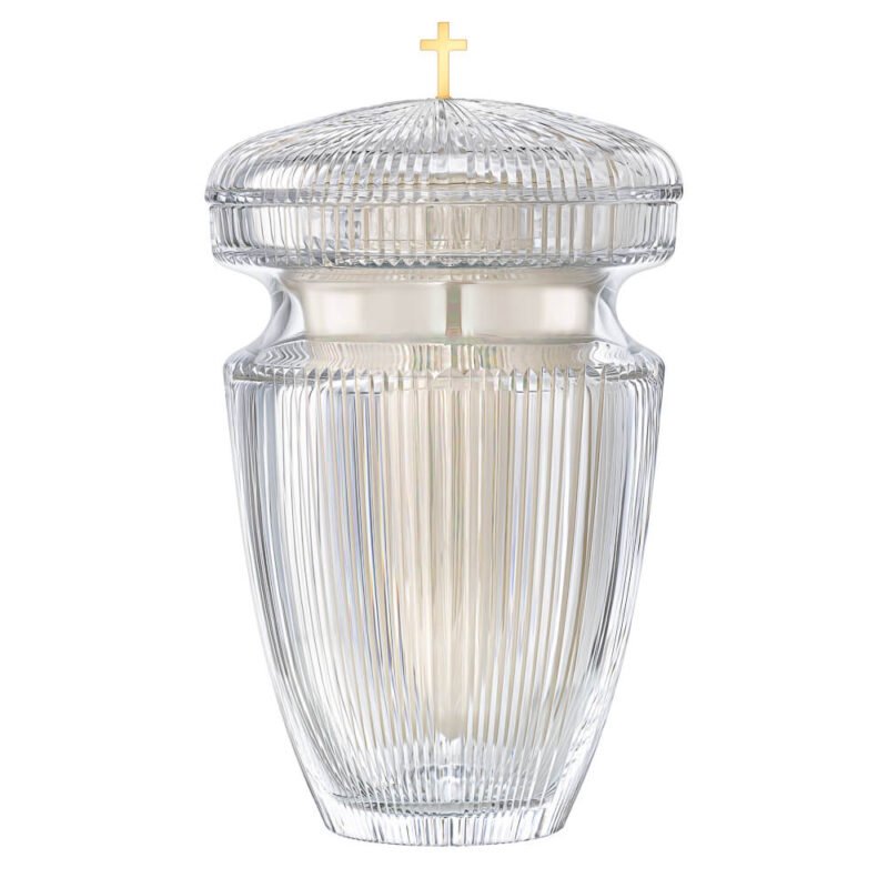Sariel White Ashes Container and Golden Cross Crystal Urn