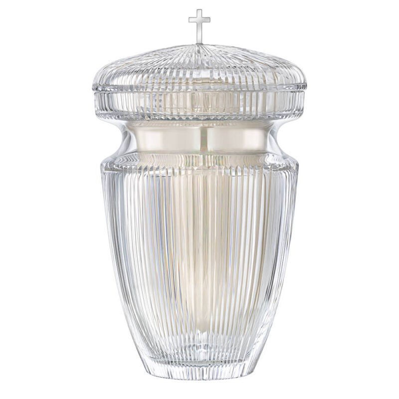 Sariel White Inner Container and Silver Cross Crystal Urn
