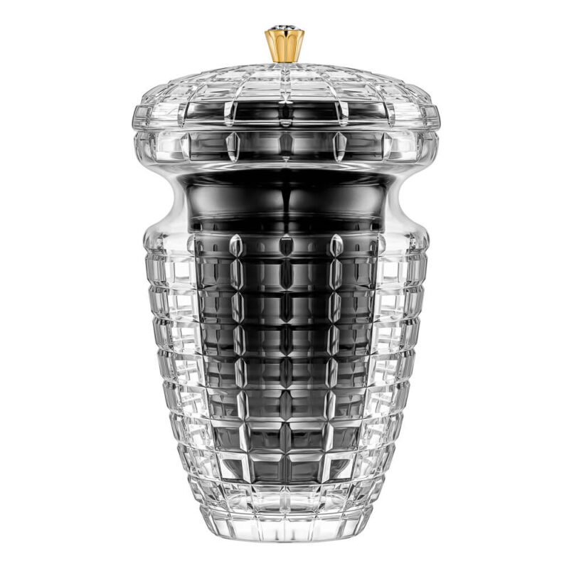 Uriel Black Inset and Golden Handle Crystal Urn