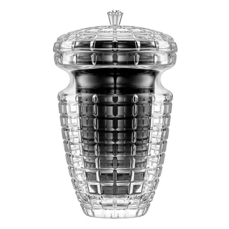 Uriel Black Ash Container and Silver Handle Crystal Urn